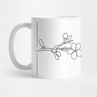 Cherry Blossom Line Drawing - Black Mug